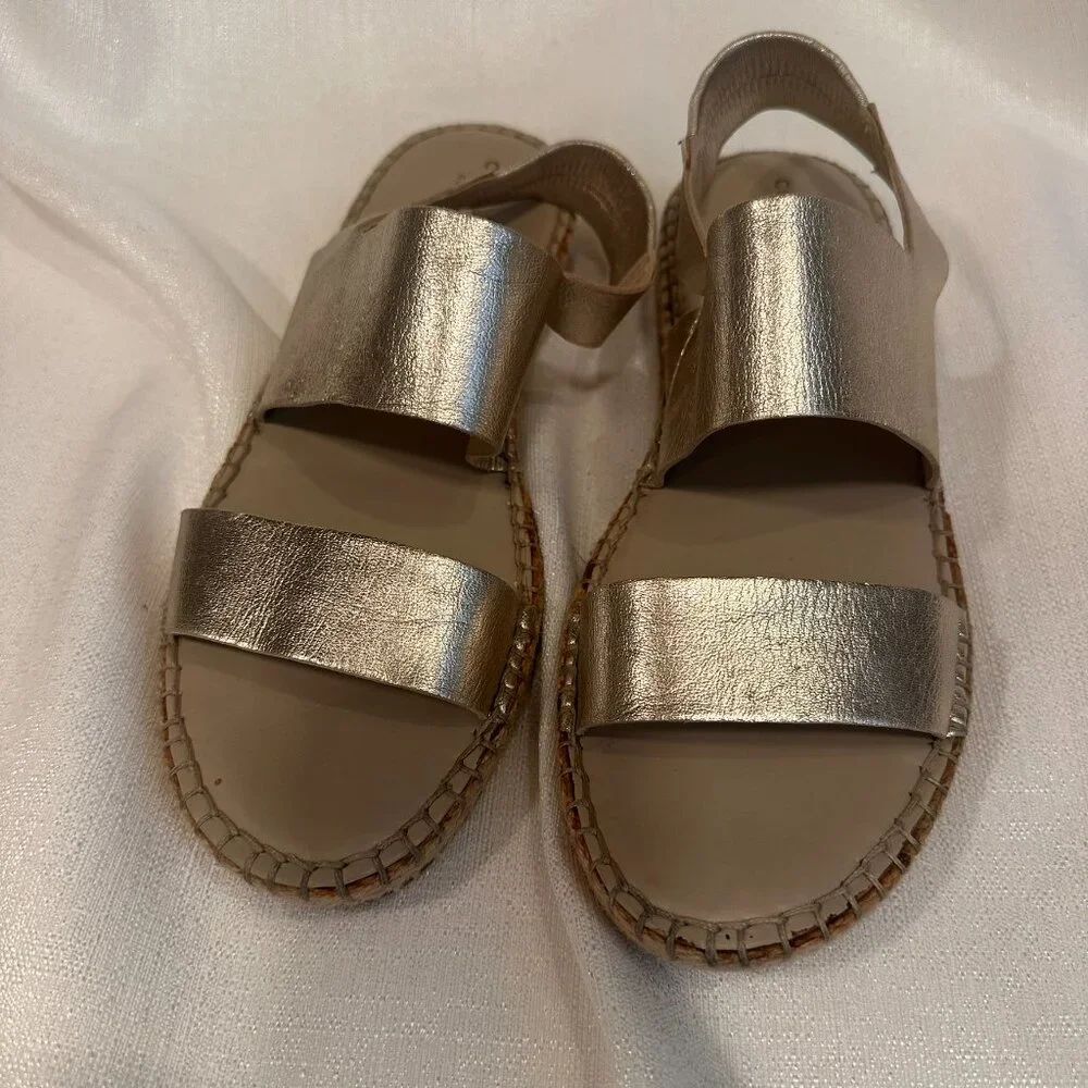 Cole Haan Metallic Gold Espadrille Sandals